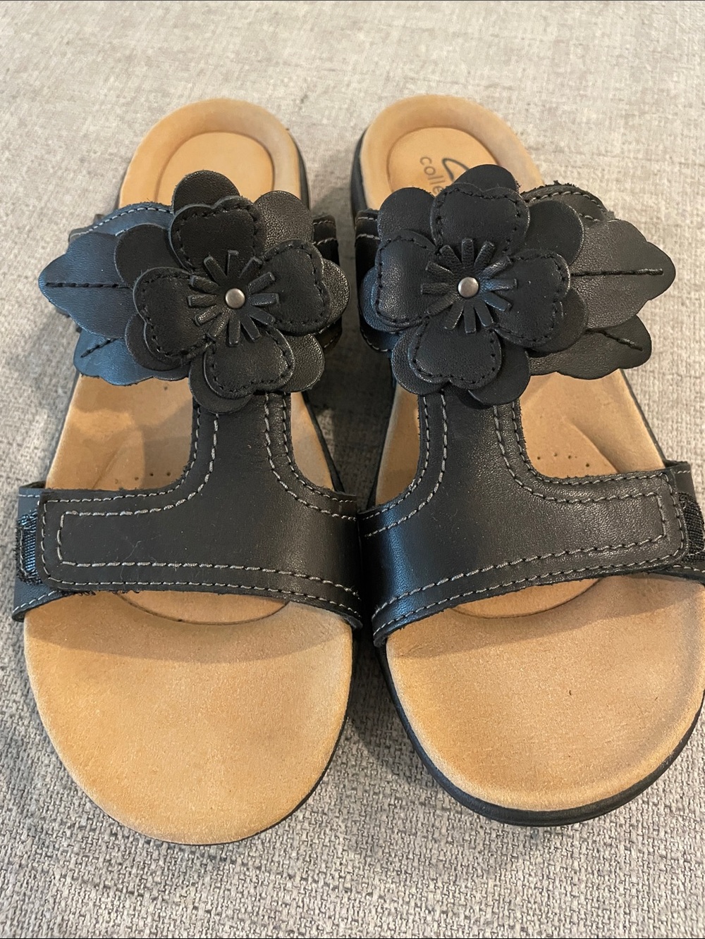 Clarks Black Floral Accent Women's Sandals